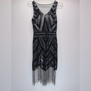 Molly Bracken Black and Silver Sequin Dress